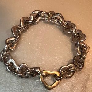 Tiffany & Co. Heart Link Bracelet sterling silver w/18 k yellow gold heart.